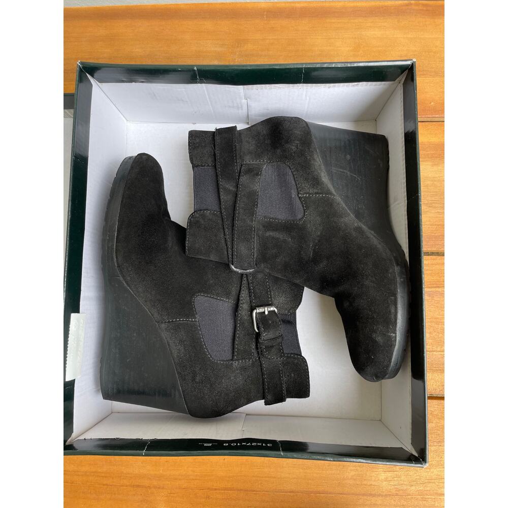 Good - Ralph Lauren Yasline Oiled Black Suede Wedge Boots for Women - Size 8